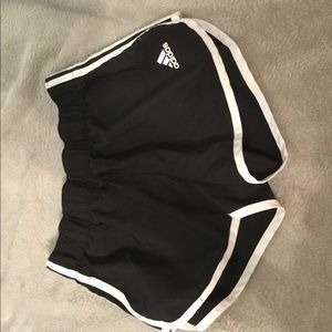 ADIDAS black three stripe athletic shorts